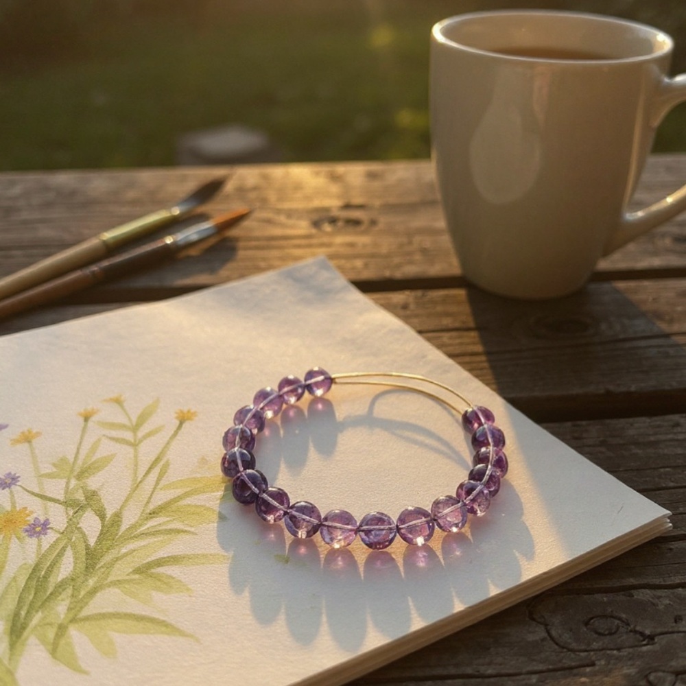 Amethyst Luxe Beaded Bangle Bracelet